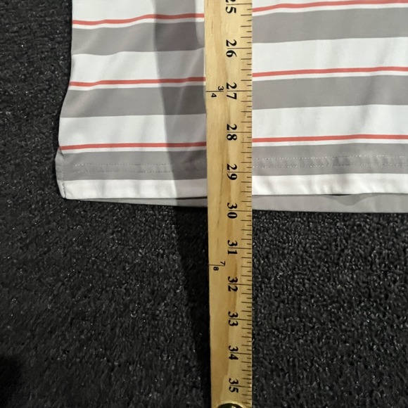 Mens XL Gray White Red Stripe Short Sleeve Golf Polo Shirt Polyester - Picture 5 of 8